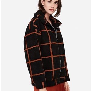 Express plaid cozy teddy coat